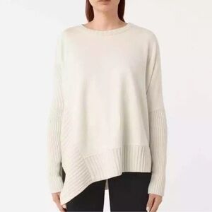 All Saints Nia Drape Oversize Asymmetrical Sweater in Cream Women's Size M